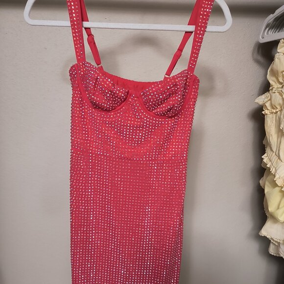 Ines Embellished Corset Mini Dress in Fire Red - Picture 1 of 3